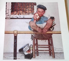 1995 NORMAN ROCKWELL  PRINT 1954 "FEEDING TIME" 11 X 10 1/2