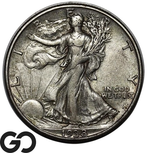 1938-D Walking Liberty Half Dollar, Tough Choice XF Better Date