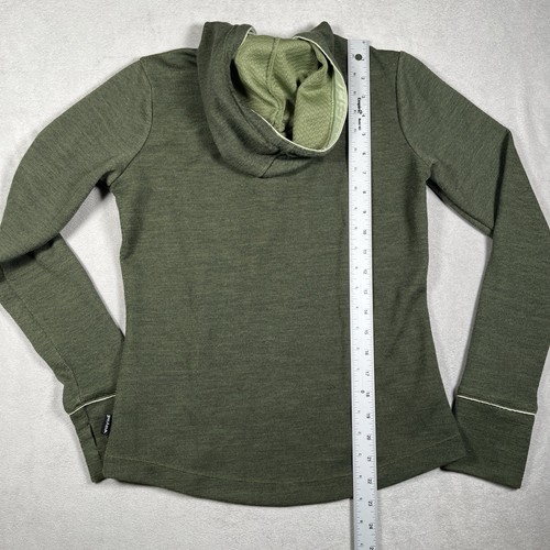 PrAna Snap Hoodie Sweater Ladies Small Green Wool Preppy Outdoors Casual Womens - Picture 9 of 9