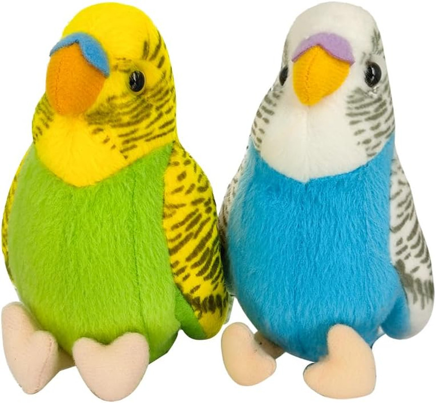 2Pcs Budgerigar Plush Toy, 5.5 Inches, Parakeet Plush Toy, B