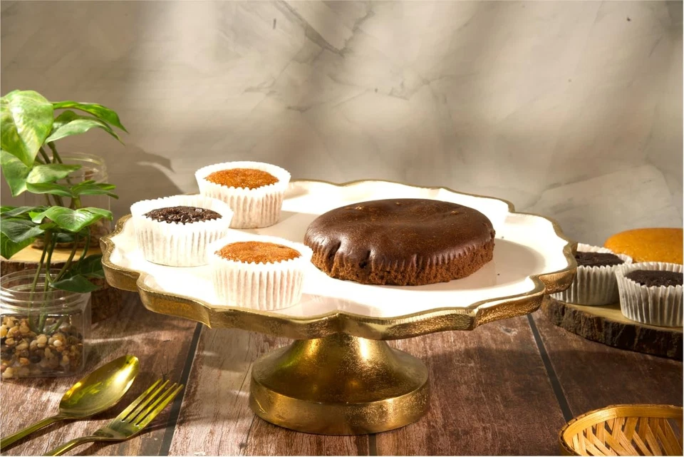 Cruiser’s Caché 16" Sculpted Metal Cake Stand, White Enamel and Rustic Gold F... - Image 4 of 4