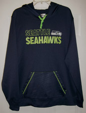 Seattle Seahawks NFL Team Apparel Hoodie TX3 Warm Logo Navy Blue Size XL Pocket