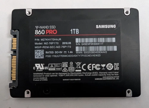 Samsung 860 PRO 1TB 2.5" SATA V-NAND SSD  MZ-76P1T0