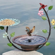 Solar Bird Bath,Deck Bird Bath with Solar Fountain,Metal Bird Bath Bubbler,De...