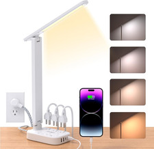 Power Strip with LED Desk Lamp, 3 Outlets 4 USB Ports 2 USB C 4 Modes 5 Level T