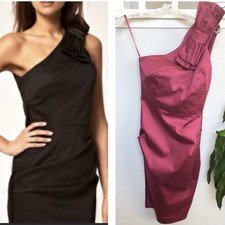ASOS NEW Pink One shoulder Bow Satin CocktailDress size 2