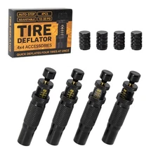 Adjustable Auto-Stop Tire Deflator Valve Kit 10-30 PSI 4 PCS Screw-on Tyre Ai...