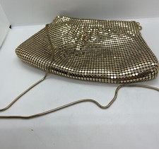 ELKA Vintage Shoulder Strap GOLD Sparkle Metal Mesh BAG Crossover PURSE