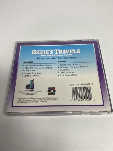 Ozzie's Travels Mexico, Japan, India PC CD Rom 1996 Window & Mac Ages 5+ - Picture 3 of 7