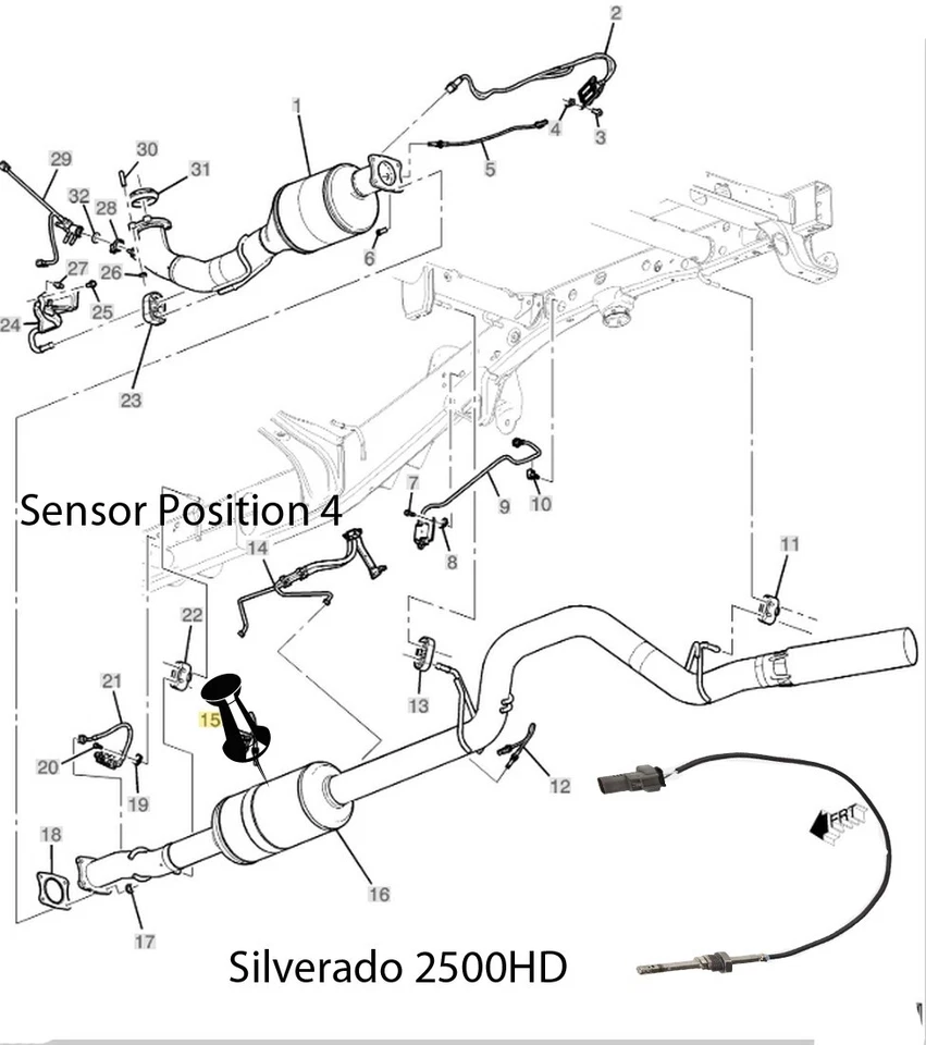 Exhaust Temperature Sensor Bank1 Sensor 3 or 5 2017-24 GMC Sierra 2500HD 3500HD - Image 2 of 4