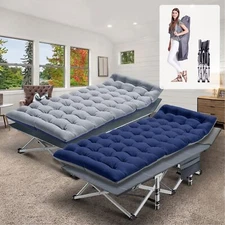 NAIZEA 2 Packs Folding Camping Cots with Mattress & Carry Bag 75"*28" Sleep Cot