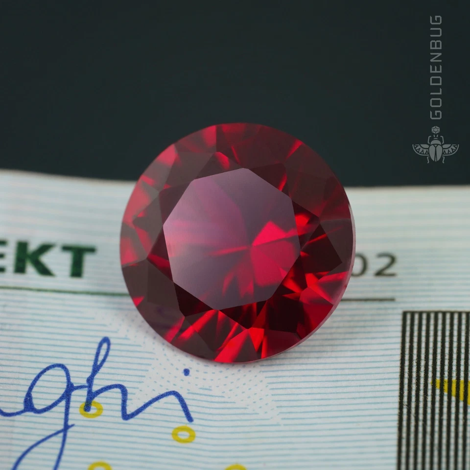 Ruby Round Cut Genuine Loose Gemstone Dark Raspberry Red Corundum Lab-Grown Gem - Image 3 of 4
