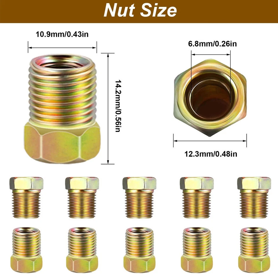 Conjunto de 24 peças de acessórios de linha de freio invertidos para carro 1/4" 7/16-24 com uniões de latão - Imagem 4 de 4
