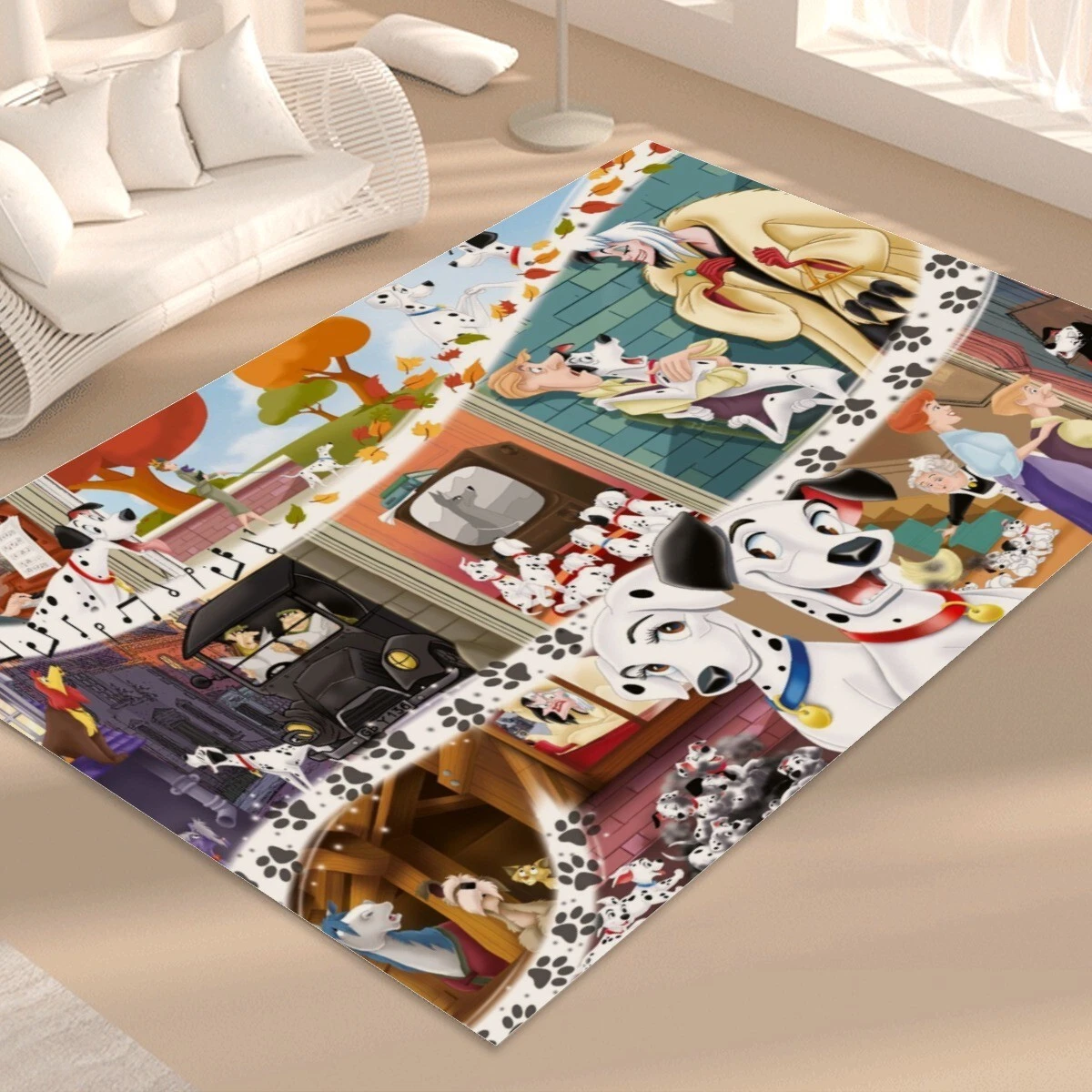 Disney 101 Dalmatians Foldable Rectangular Floor Mat Rug Anti-Skid Carpet