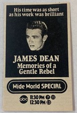 1974 small ABC tv special ad~ JAMES DEAN Memories Of A Gentle Rebel
