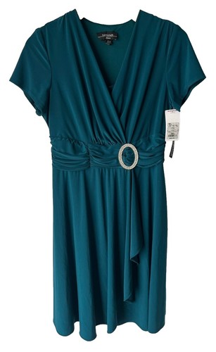r&m richards short-sleeve faux-wrap dress R&M Richards Plus Short-Sleeve Faux-Wrap Dress