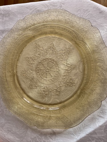 Patrician Spoke Federal Glass Amber Yellow Depression 11" Dinner Plate VTG 1930s - Picture 7 of 9