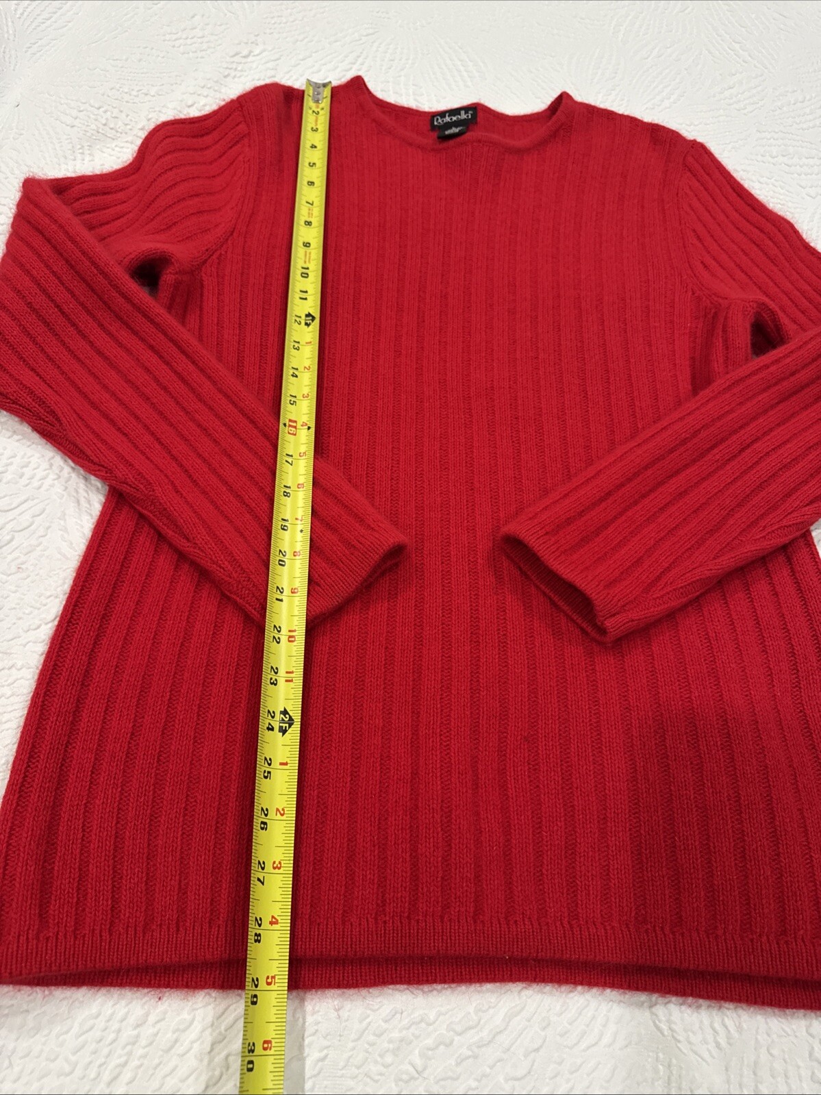 Vintage Rafaella Red Pullover Sweater Size L Angora Rabbit & Lambswool Hong Kong