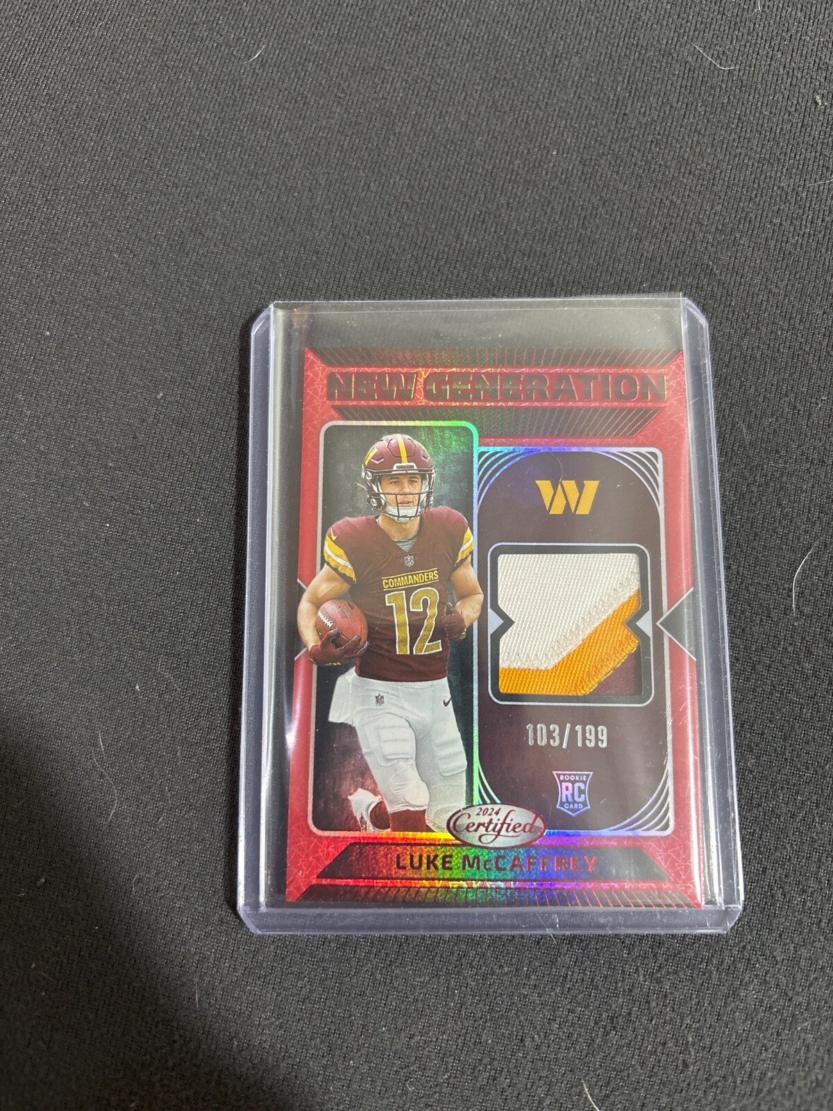 Luke McCaffrey Panini Certified New Generation Jerseys Mirror #NGSLMY Red