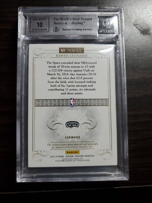 2013-14 National Treasures Night Moves Patch Auto Kawhi Leonard