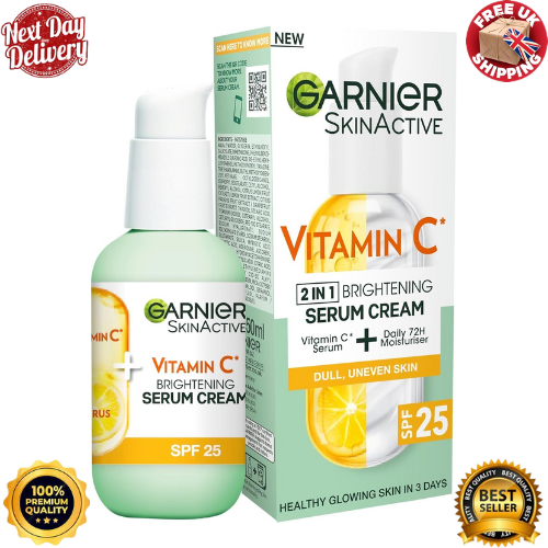 Garnier Vitamin C Serum Cream 2in1 Formula With 20% C serum & SPF 25 Moisturiser - Picture 1 of 11