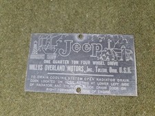 Wwii Jeep Data Plate Wwii Jeep Data Plate