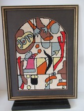 Vintage Original Hand made Needlepoint Marc Chagall Stained glass window Framed