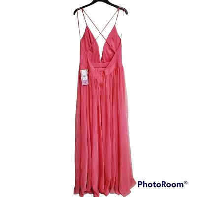 Emerald Sundae Melon Pink Deep V-neck Cross Back Strap Dress Front High Slits 17 | eBay Emerald Sundae Melon Pink Deep V-neck Cross Back Strap Dress Front High Slits 17 | eBay