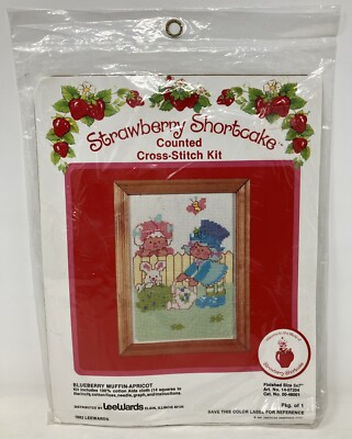 Vtg 1982 LeeWards Strawberry Shortcake Cross Stitch Kit Blueberry Muffin Apricot