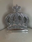 LARGE 3D CRUSHED CRYSTAL SILVER CROWN HANDICRAFT ORNAMENT WEDDING ANNIVERSARY