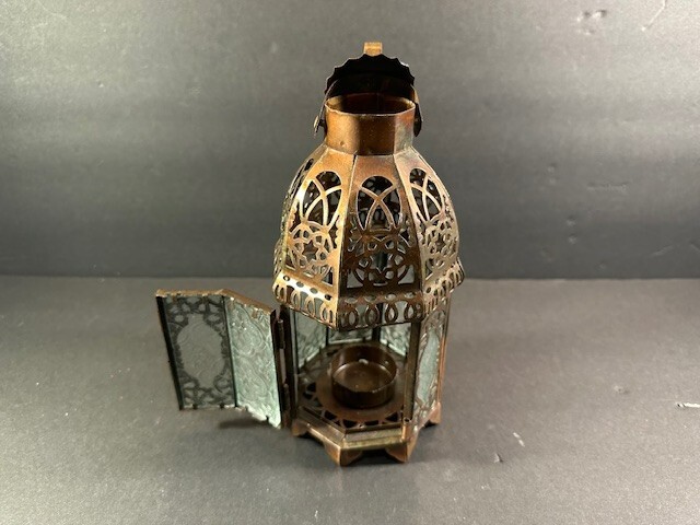Moroccan Style Copper Tea Candle Holder 8" x 4"