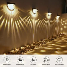 2/4/8Pcs Solar 6-LED Wall Light Garden Fence Yard Decor Street Lamp Waterproof