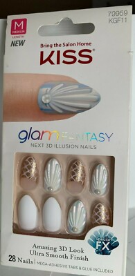 Kiss Nails Gel Fantasy Glue Sea Shell White 3D fish scale jewel HOT LOOK!
