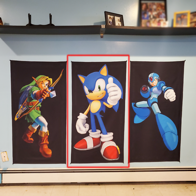 Sonic game room banner 2x4 foot tapestry wall flag SEGA Sonic the 