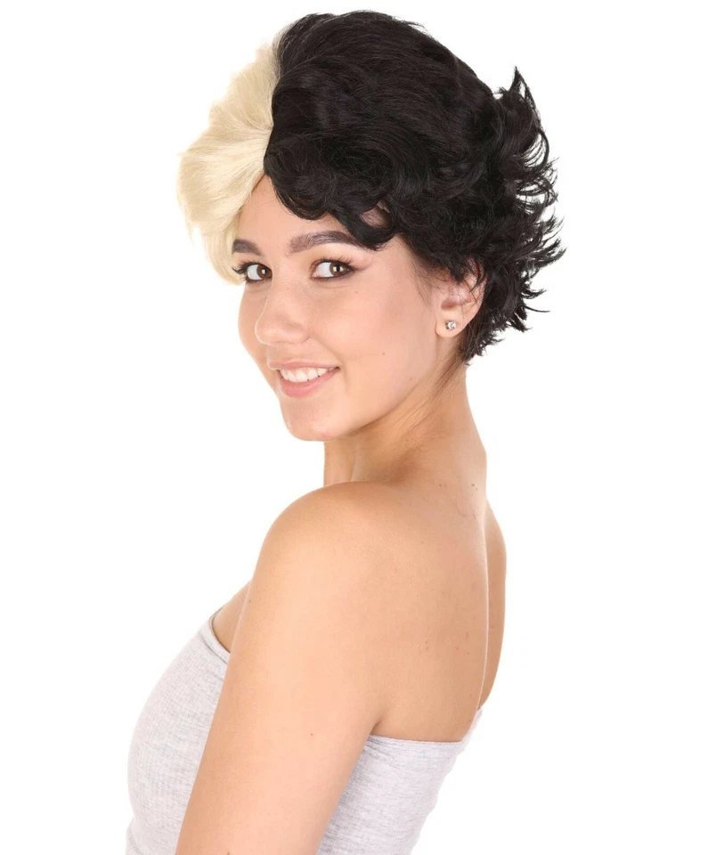 Crubéola, Pixie Corto Dos Tonos Blanco y Negro con Brazalete Corazón HW-3894 (Adulto) Foto 2 de 4