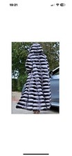 Women Chinchilla 130cm Long Warm Real Rex Rabbit Fur Coat Hooded Thick Overcoat