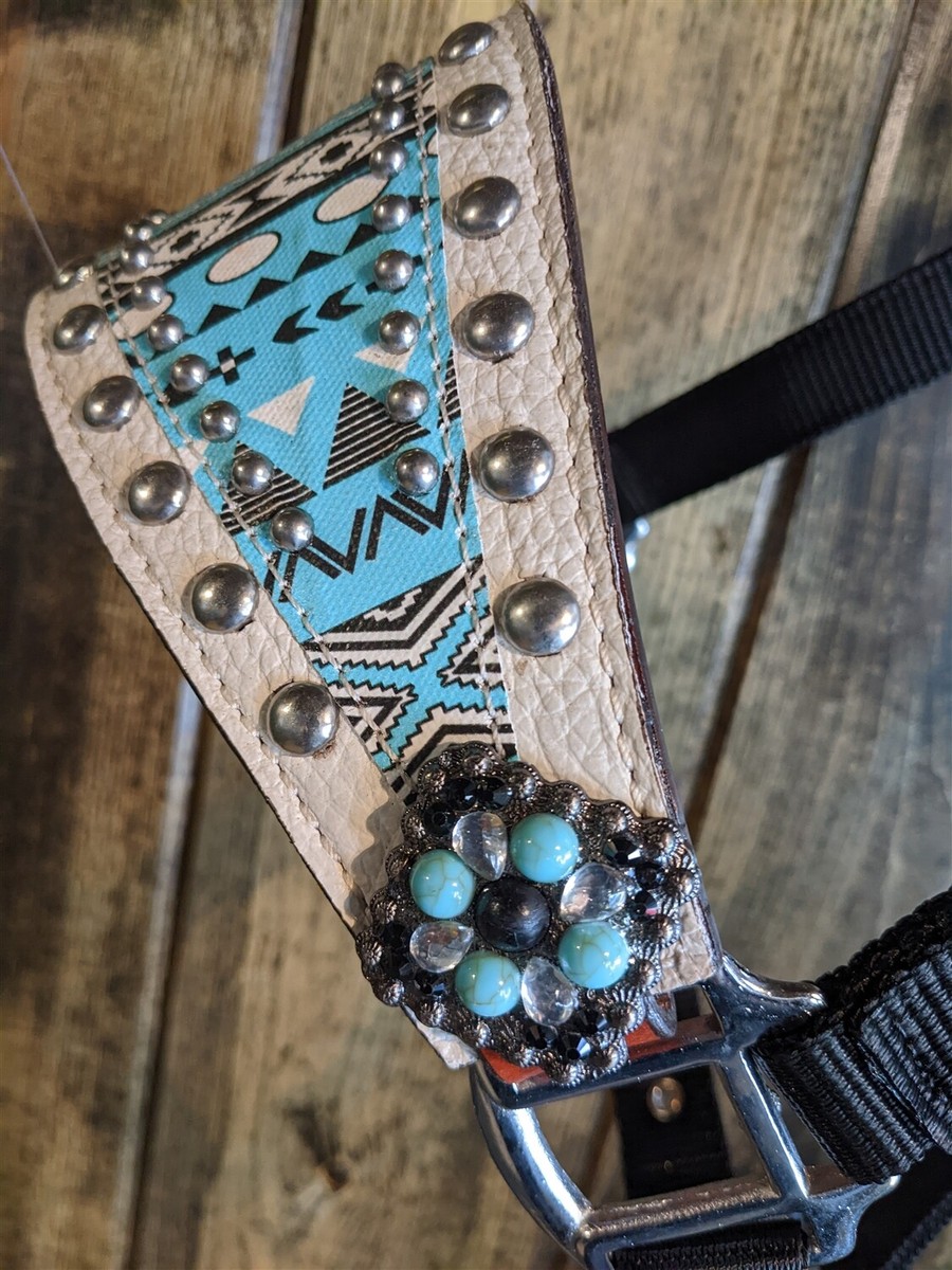 Showman Nylon Bronc Halter W/Patriotic Design Leather Noseband