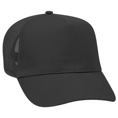 OTTO CAP 5 Panel Mid Profile Mesh Back Trucker Hat, Black ''CLEARANCE''