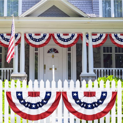 6 Pack USA Pleated Fan Flag 1.5 X 3 FT American US Bunting Flag 4th of July P... - Picture 4 of 6