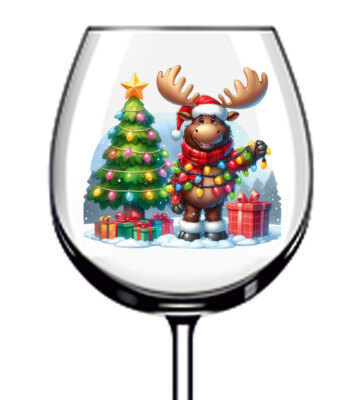 12x bunte Weihnachten Elch Vinyl Aufkleber Abziehbild Becher Weinglas Flasche Auto