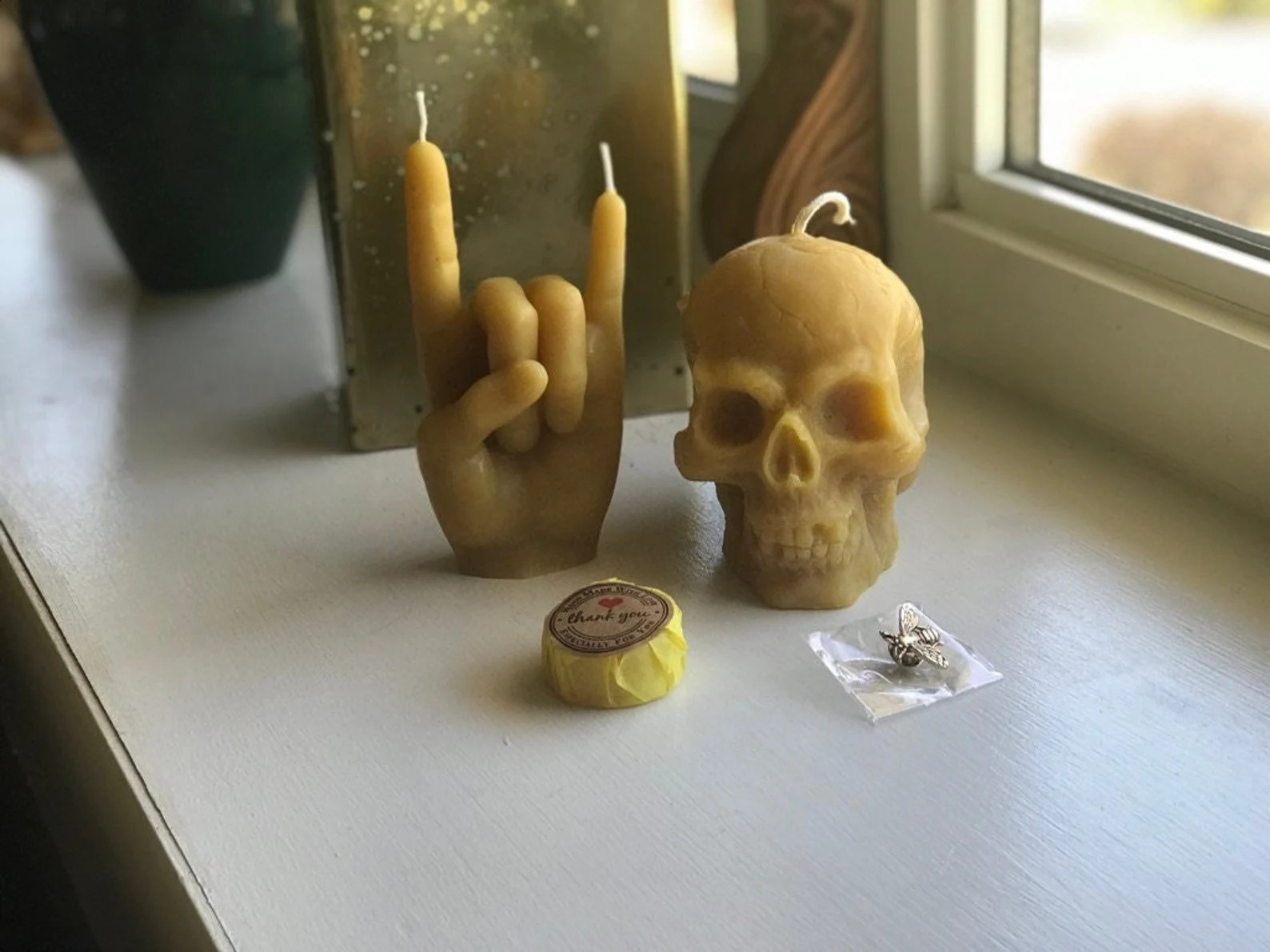 ROCK ON BEESWAX Candle Gift Set Skull / Bees Wax / Metal / RocknRoll / Guitar 🐝