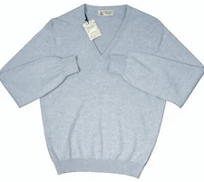 NEW Turnbull & Asser Cashmere Sweater (Jumper)!  Small  Light Blue  V Neck