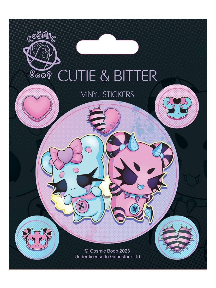 COSMIC BOOP CUTIE & BITTER 4 Vinyl Sticker Set: cute pink cartoon fun gift
