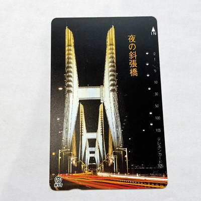 Cable-stayed bridge at night, Okayama Telephone Cards japanese NTT