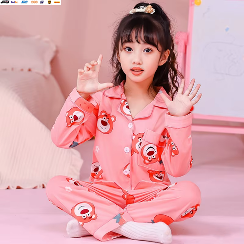 Kawaii Hello Kitty Girls Pajama Sets Charming Cartoon Print Gal Nightwear Set So