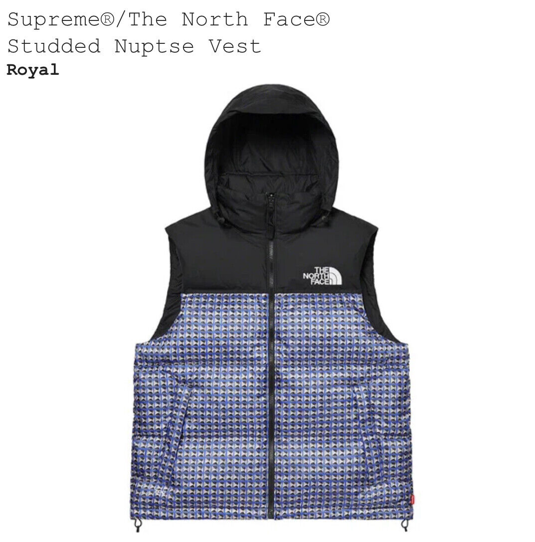 Supreme x The North Face Studded Nuptse Jacket Vest - Royal - Medium
