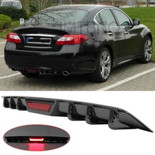 For Infiniti M35 M35h M37 Carbon Rear Bumper Diffuser Spoiler W/ LED Brake light