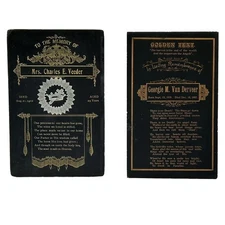 Pr. Antique Victorian Memorial Cabinet Cards Georgie Van Derveer and Mrs Veeder