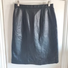 VTG Dana Brooke Black 100 genuine Leather Skirt size 12P 90s Grunge Edgy Rocker
