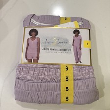 Live 2 Lounge Women’s 4-Piece Pointelle Lounge Set, Purple, Size S